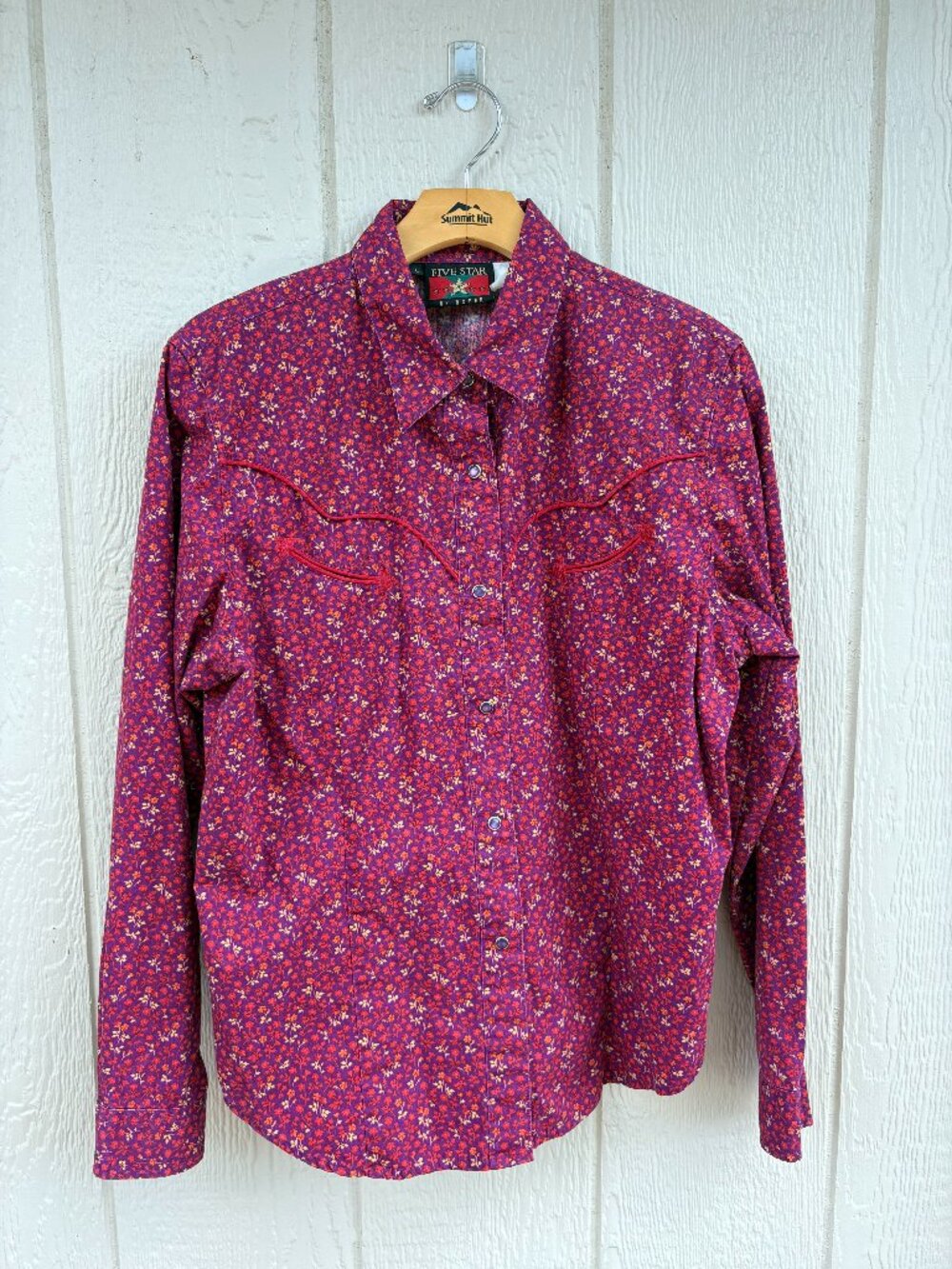 Vintage Five Star by Roper Pearl Snap Shirt Women's Large Purple Cowgirl Western